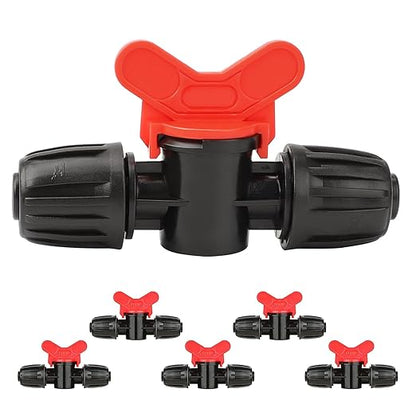 Bonviee 6 Packs 5/16” Drip Irrigation Shut Off Valve, in-Line Barbed Locking Valve for 5/16 Inch Tubing, Water Flow Control for Garden, Greenhouse, Raised Bed Systems