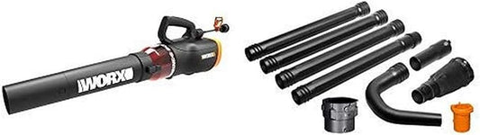 WORX WG520 Turbine 600 Electric Leaf Blower, Black with WA4094 GUTTERPRO Universal Gutter Cleaning Kit, 11’ Reach