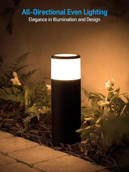 LEONLITE 4-Pack Low Voltage Bollard Pathway Lights, 5W 400LM, 3000K | 12V-24V AC/DC, IP65 Waterproof, Cast Aluminum, Warm White, LED Landscape Lighting for Walkway Yard Garden