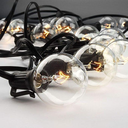 GOOTHY 50FT Outdoor Globe String Lights, G40 Patio Lights Outdoor Waterproof with 53 Clear Bulbs, Hanging Indoor Porch String Lights for Garden Bistro Party Outdoor Balcony Decorations- Black Cord
