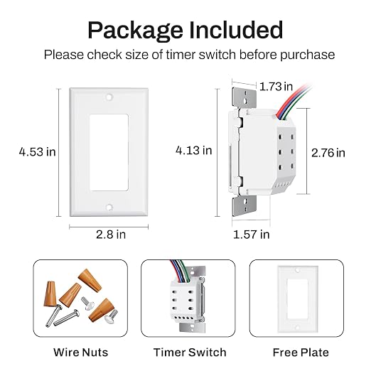 BN-LINK 7 Day Programmable in-Wall Timer Switch for Lights, Digital Light Switch Timer Indoor, Single Pole and 3 Way (Compatible with SPDT) Both Use, Neutral Wire Required, No Backlight, ETL Listed