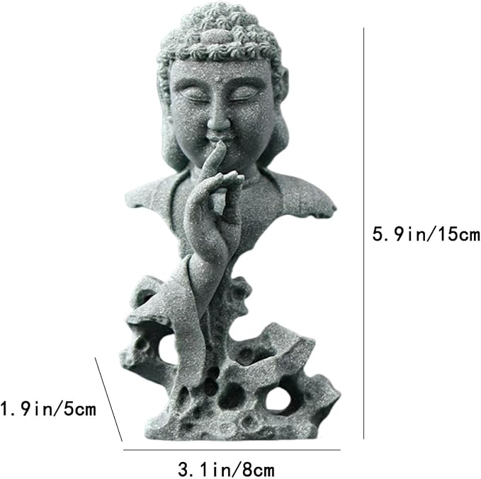 livelyfish Meditating Buddha Statue Zen Garden Statues Sandstone Thinker Buddha Sculpture Figurine for Fish Tank Aquarium Home Decorations, Gift (Fs)