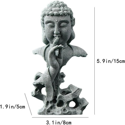 livelyfish Meditating Buddha Statue Zen Garden Statues Sandstone Thinker Buddha Sculpture Figurine for Fish Tank Aquarium Home Decorations, Gift (Fs)