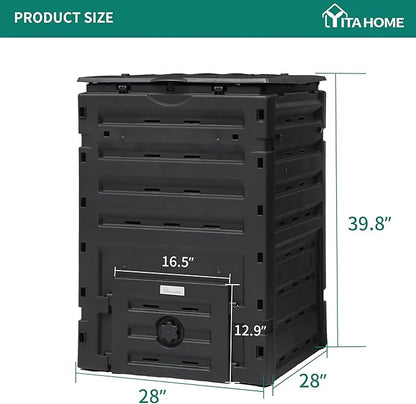 YITAHOME 120 Gallon (450L) Large Outdoor Compost Bin, Composter Box with Snap-on Top Lid and Aeration System, Lightweight Garden Compost Barrel Tumbler, Easy Assembly
