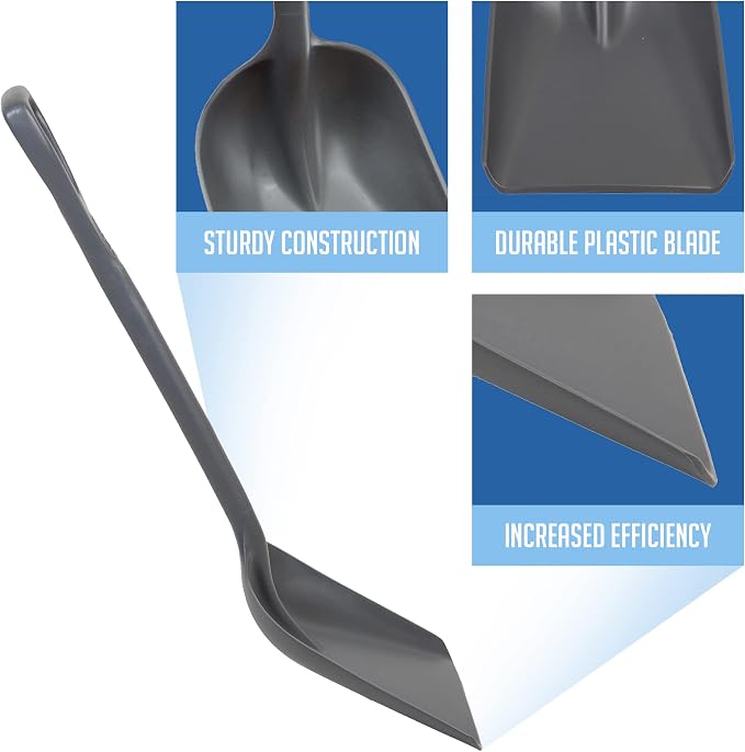 Remco 6981RG Grey Polypropylene Industrial Hygienic Shovel, 24" Blade