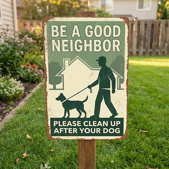 Garden Decor Dog Poop Sign Clean Up After Your Dog Yard Wall Art | Pet Owners • Lawn Walkway Display • Garden Theme • Neighborhood Reminder • UV Printed • 8x12 Inch