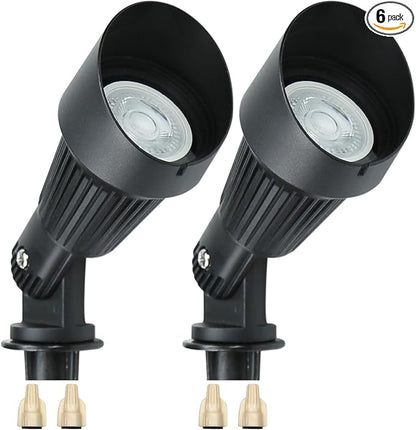 Lumina Lighting® 4W Landscape Lighting 12V Landscape Lights Low Voltage Landscape Spotlights Warm White Waterproof Outdoor Replaceable LED Bulb for Garden, Lawn, Porch, Patio and Yard (Black, 2-Pack)