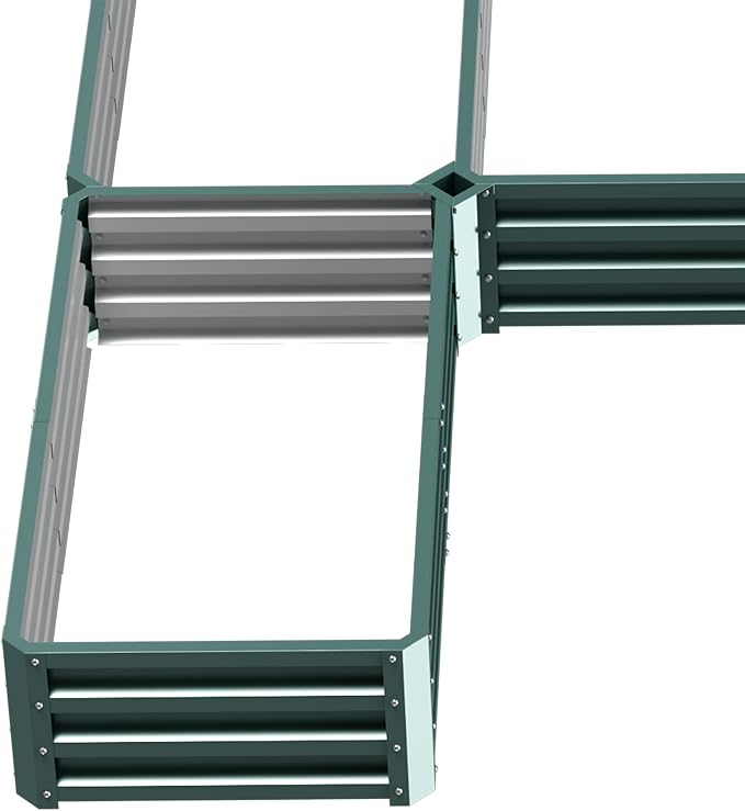 Outsunny 8 x 8ft DIY Raised Garden Bed, Large Galvanized Steel Planter Box with 5 Compartments, for Outdoor Plants, Vegetables, Flowers, Herbs, Easy Assembly, Green