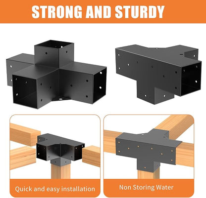 Woodworks Pergola pergola Brackets 4-Way Right Angle Corner Bracket DIY Elevated Wood Stand 2PACK with Screws for 4x4 (Actual: 3.5x3.5 Inch) Lumber Pergola Gazebo