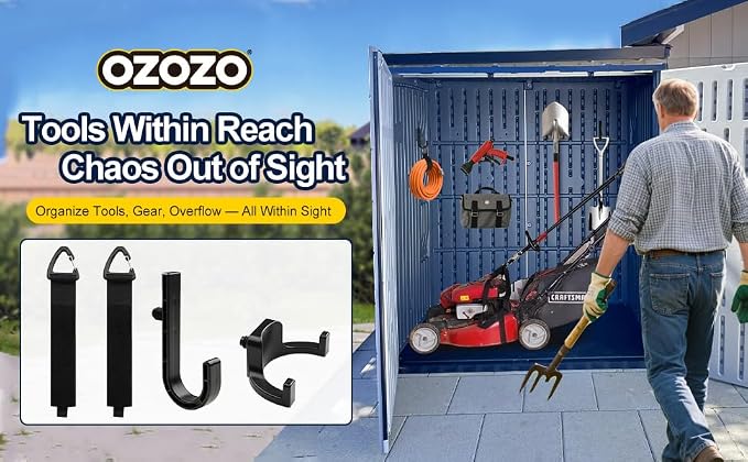 Shed Accessories for Suncast | Heavy Duty ABS Storage Shed Hooks | J&U Shape Tool Hooks Compatible with Craftsman&Suncast Storage Shed