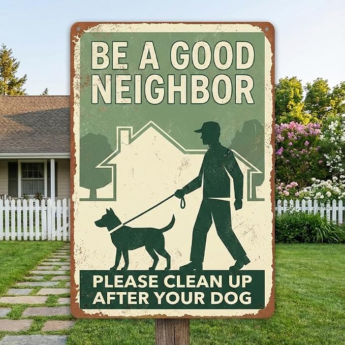 Garden Decor Dog Poop Sign Clean Up After Your Dog Yard Wall Art | Pet Owners • Lawn Walkway Display • Garden Theme • Neighborhood Reminder • UV Printed • 8x12 Inch