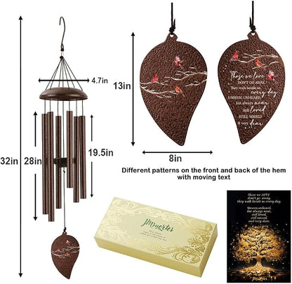 Memorial Sympathy Wind Chimes for Loss of Loved One 32'', Cardinal Wind Chimes in Memory of a Loved One, Cardinal Memorial Gifts, Bereavement Condolence Remembrance Gifts,Bronze