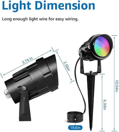 SUNVIE RGB Low Voltage Color Changing Landscape Lights Remote Control Waterproof LED Landscape Lighting for Yard Garden Pathway Holiday Christmas Decorations Outdoor Indoor, 2 Pack with Connector