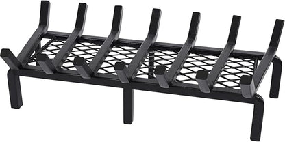 24 Inch Fireplace Grate with Ember Retainer,Cast Iron Fireplace Log Grate,Fireplace Log Holder,Heavy Duty Solid Steel Fireplace Wood Holder,Wood Stove Wrought Rack for Indoor Hearth Outdoor Fireplace
