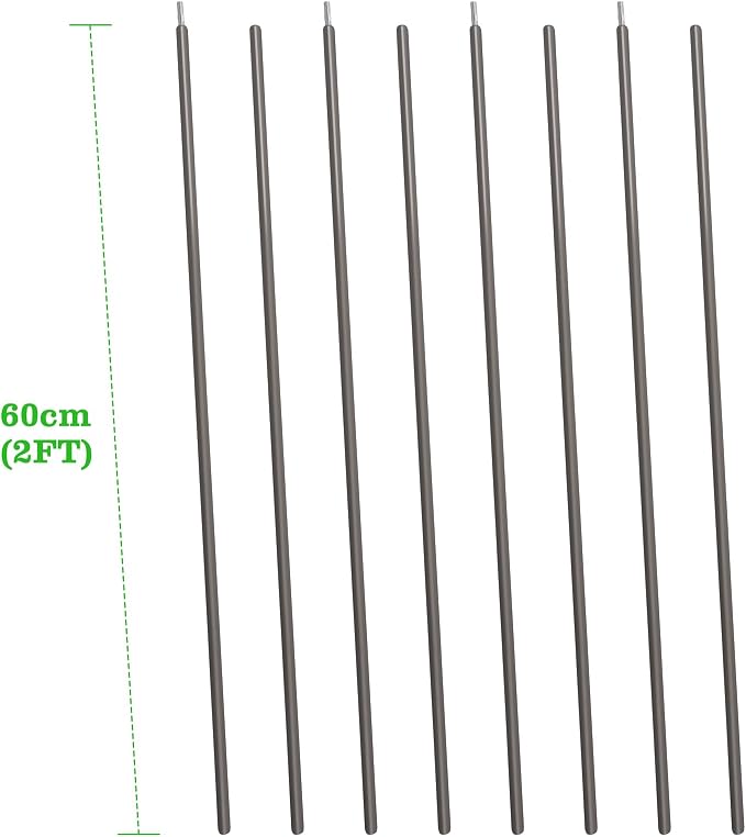 ANLEOLIFE 8-Pack 24 Inch Raised Garden Bed Support Rods, Reinforcement Stabilizer Bracing Kit with Connector Studs & Screws to Prevent Bowing in Raised Garden Beds, Quartz Grey