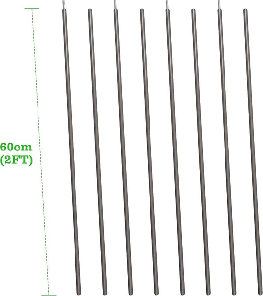 ANLEOLIFE 8-Pack 24 Inch Raised Garden Bed Support Rods, Reinforcement Stabilizer Bracing Kit with Connector Studs & Screws to Prevent Bowing in Raised Garden Beds, Quartz Grey
