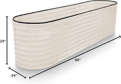 Plant & Plot Galvanized Raised Garden Beds Outdoor // 8×2×2 ft Planter Raised Beds for Gardening, Vegetables, Flowers // Large Metal Garden Box (White) // Patented Tool-Free Design