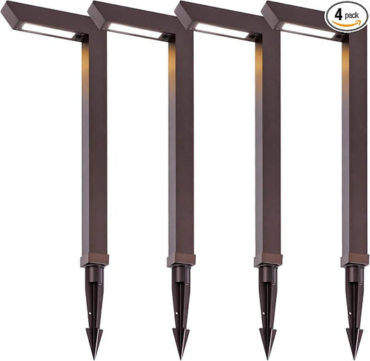 Energetic Low Voltage LED Landscape Light, Brown Aluminum Pathway Lighting, 4pcs