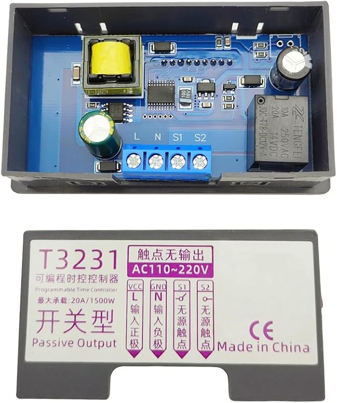 2PCS Programmable Time Controller Timer Delay Relay Module 20A 1500W Switch Type Passive Output Timer Switch LED Digital Display (AC110~220V Upgraded Version)