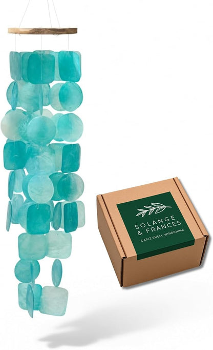 Solange & Frances Wind Chimes for Outside. Capiz Shell Wind Chime Outdoor Decor. Unique House Decor and Birthday Gifts for Women. Ideal Gifts for Women Who Have Everything