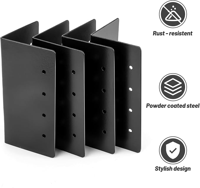 Raised Garden Bed Corner Brackets for Flower Vegetable Furniture Planter Wood Garden Bed Box, Black Metal Corner Brackets Decorative with Screws (Matte Black -8pack, 3"x3"x6")