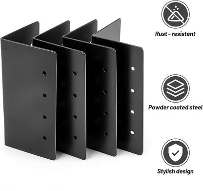Raised Garden Bed Corner Brackets for Flower Vegetable Furniture Planter Wood Garden Bed Box, Black Metal Corner Brackets Decorative with Screws (Matte Black -8pack, 3"x3"x6")