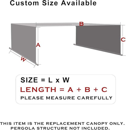Universal Pergola Replacement Canopy Shade Cover with Breathable HDPE Fabric & Rod Pockets for 10 x 10 FT Pergola, Canopy Size: 192'' L x 106'' W (Mocha Brown)