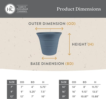 The HC Companies 14 Inch Sedona Round Self Watering Planter Pots, Lightweight UV-Resistant Plastic Indoor & Outdoor Planters, 2-Pack Flower Pots for Garden & Home Decor, Cottage Stone