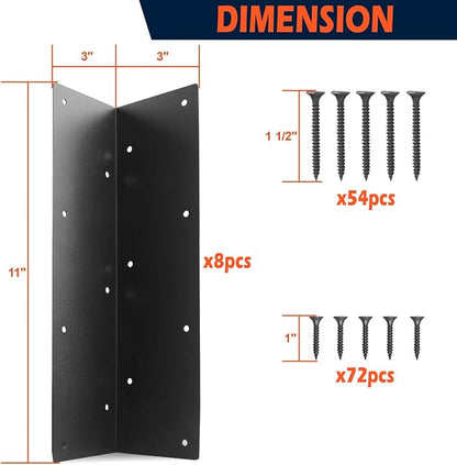 Set of 8 Raised Garden Bed Corner Brackets with Screws for 20"-24" Bed ,Rust Resistant Raised Bed Corners and Metal connectors 11" x 3" x 3" for Garden Vegetable Planter