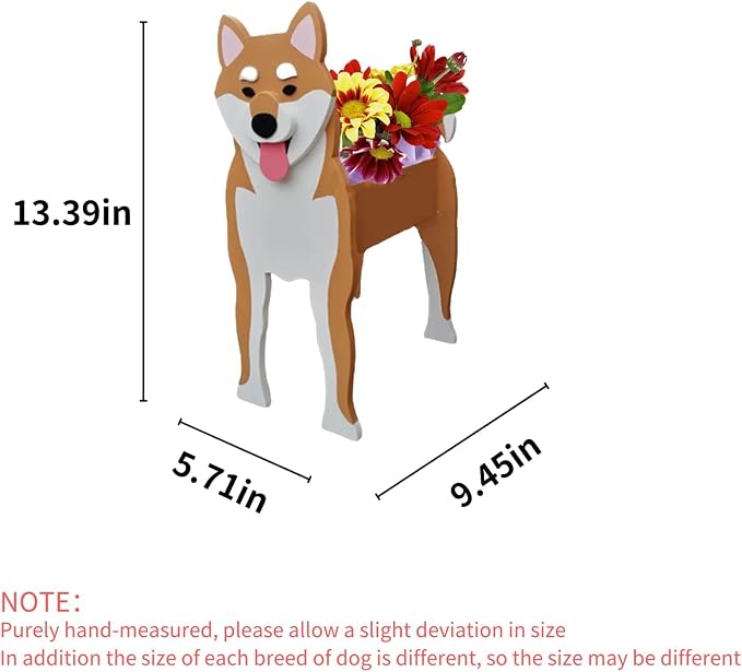 Shiba Inu Dog Planter Pots, 9.45 x 5.71 x 12.13 Inches | Dog Flower Pot, Cute Animal Shaped Plant Pot, Gifts for Women & Pet Lovers, Indoor Outdoor Garden Home Office Decor