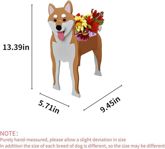 Shiba Inu Dog Planter Pots, 9.45 x 5.71 x 12.13 Inches | Dog Flower Pot, Cute Animal Shaped Plant Pot, Gifts for Women & Pet Lovers, Indoor Outdoor Garden Home Office Decor