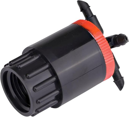 Raindrip QB10UB, Cuatro-Flo® Four-Outlet Bubbler, Drip Irrigation Emitters for Drip Irrigation Gardening Systems, 10 GPH Per Outlet, 1/2-Inch FPT Inlet, Black/Red