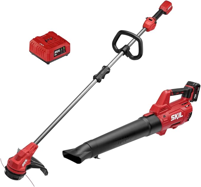 SKIL 20V String Trimmer & 400 CFM Leaf Blower Kit with 4Ah Battery, Charger, 13" Trimmer, Weed Warrior 0.080" x 100' Trimmer Line