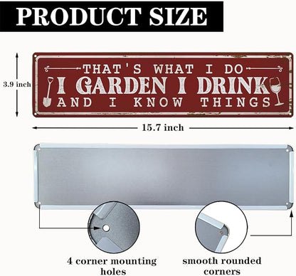 Funny Garden Metal Tin Sign, That’s What I Do I Garden, Vintage Farmhouse Outdoor Wall Decor, for Porch Yard Patio, Gift for Gardening Lover, 15.7 x 3.9 Inches