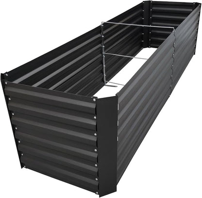 8x2x2FT Black Metal Raised Garden Bed Kit, Galvanized Outdoor Planter Box for Vegetables, Flowers, Herbs, Succulents and More