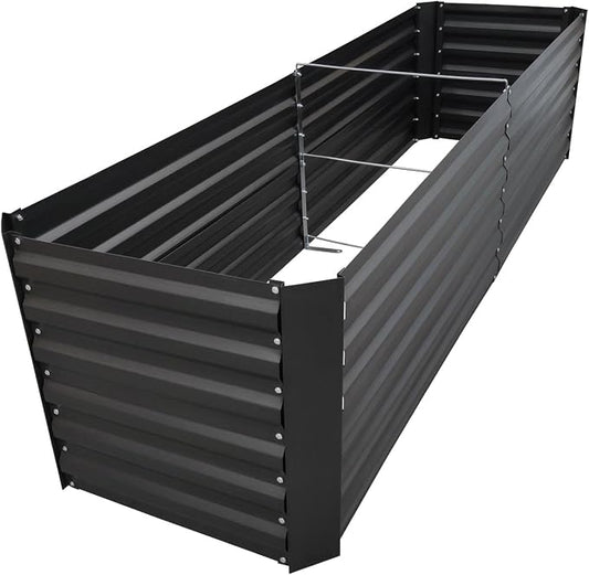 8x2x2FT Black Metal Raised Garden Bed Kit, Galvanized Outdoor Planter Box for Vegetables, Flowers, Herbs, Succulents and More
