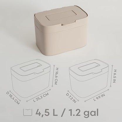 KAZAI. Compost Bin Kitchen 'Elin' | 1.2 GAL / 4.5L Countertop Compost Bin with Lid & Carbon Filter | Odor-Free, Dishwasher Safe, with Inner Bucket | Small Indoor Kitchen Composter | Taupe