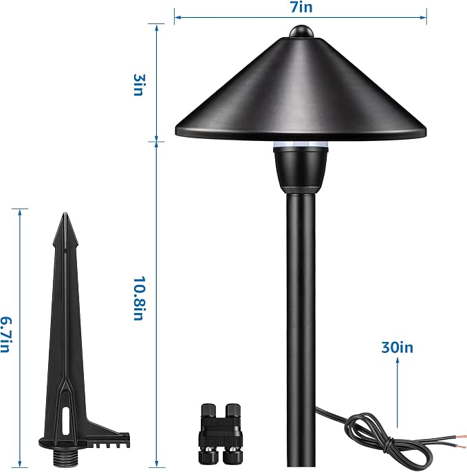 SUNVIE 8-Pack Low Voltage Landscape Pathway Lights 12-24V 3W LED Landscape Lighting 3000K Outdoor Pathway Lighting IP65 Waterproof Aluminum Wired Path Lights for Yard Garden Walkway, ETL Listed Cord