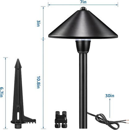 SUNVIE 8-Pack Low Voltage Landscape Pathway Lights 12-24V 3W LED Landscape Lighting 3000K Outdoor Pathway Lighting IP65 Waterproof Aluminum Wired Path Lights for Yard Garden Walkway, ETL Listed Cord