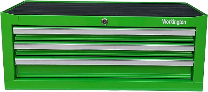 Workington Industrial 3 Drawers Portable Metal Intermediate Box, 26" Middle Tool Chest Cabinet with Ball Bearing Drawer Slides, Steel Tool Storage Box Organizer 4009 Green