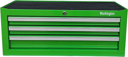 Workington Industrial 3 Drawers Portable Metal Intermediate Box, 26" Middle Tool Chest Cabinet with Ball Bearing Drawer Slides, Steel Tool Storage Box Organizer 4009 Green
