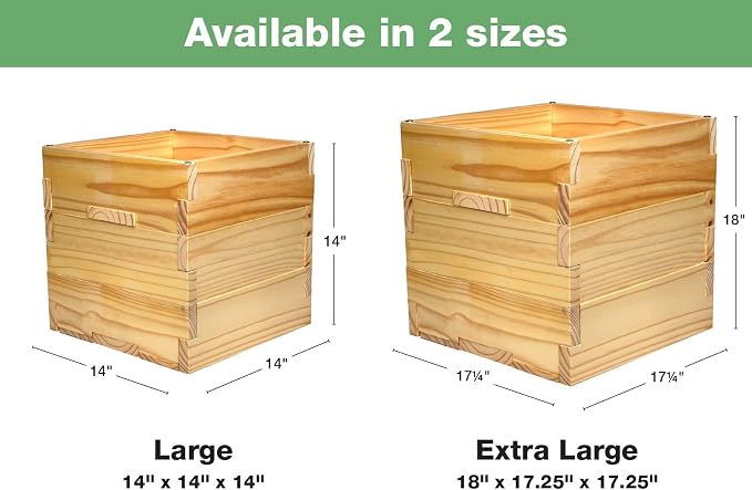 Extra Large Decorative Wooden Planter w/ Universal Pole Support for String Light Poles,Umbrellas,Bird Feeders. Solid Wood Outdoor Garden Box for Plants(Does not include Pole), 17"x17"x18", Natural