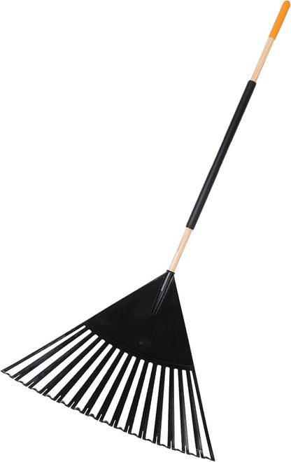 True Temper 20212011 Clog Free Leaf Rake with Hardwood/Steel Handle, 30 in. for Leaves, Grass, Clippings, Twigs, Pine Needles, Acorns, Debris,Black