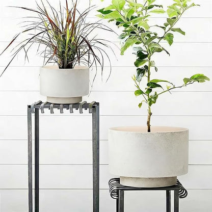 Succulent Pots, 8 Inch + 6 Inch Plant Pots with Drainage Hole, Indoor Outdoor Glazed Ceramic Planter, Set of 2 Modern Round Flower Pots for Plants, White