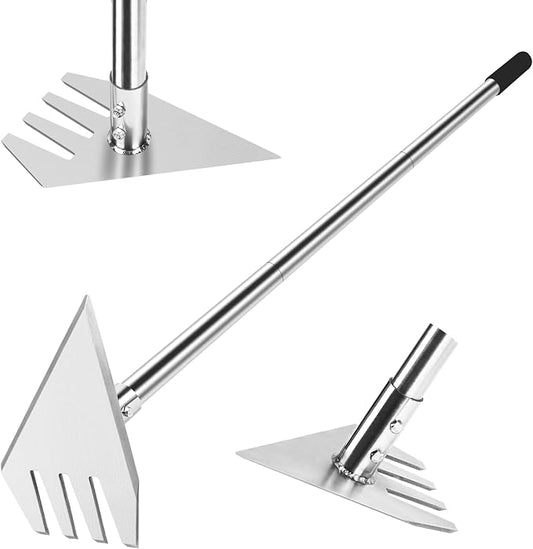 BARAYSTUS Garden Hoe Tool and Weeder, 56 Inch Ergonomic Long Handle Cultivator with Sharp Stainless Steel Blade, Heavy Duty Garden Hand Tiller for Weeding, Digging, Loosening Soil,Removing Moss