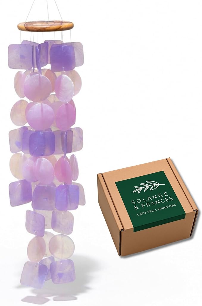 Solange & Frances Wind Chimes for Outside. Spring Decor Windchimes Outdoors Patio Decor. Unique Birthday Gifts for Women, Gifts for Mom, and Gift for Men (Purple & Pink)