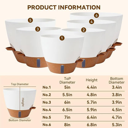7/6.5/6/5.5/5 Inch Self Watering Pots, Plastic Flower Pots with Multi Mesh Drainage Holes and Deep Reservoir for Indoor Outdoor Garden Plants and Flowers (Green, 5/5.5/6/6.5/7/8)