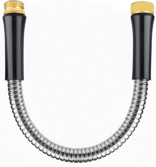 SheeChung Short Garden Hose 1ft x 5/8",Metal Garden Hose for Hose Reel Faucet,Heavy Duty 304 Stainless Steel Metal Leader Hose,Lightweight & Leakproof Water Hose for Outdoor,Yard,Lawn,Male to Female