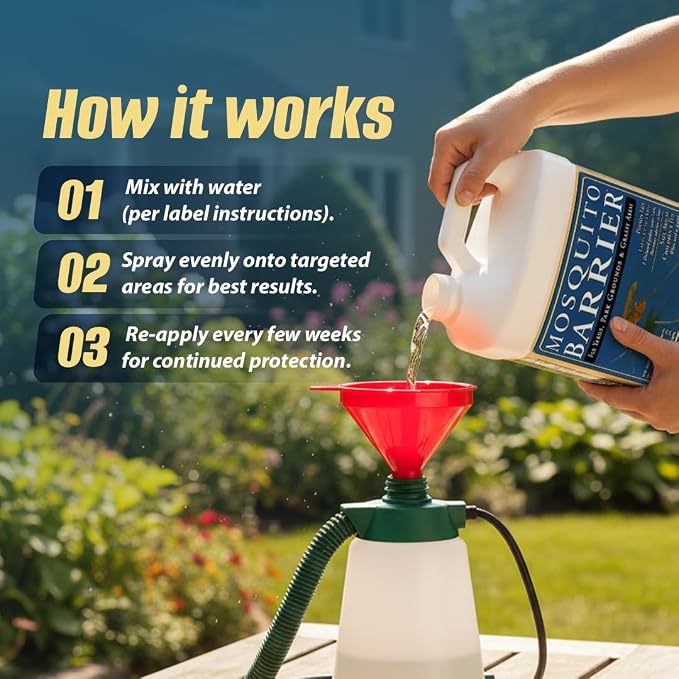 Mosquito Barrier Liquid Garlic Mosquito Repellent Concentrate, 1 Gallon – Professional Outdoor Treatment for Lawns, Landscapes & Perimeter Areas – Yard & Home Mosquito Protection