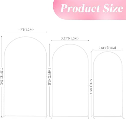 Wokceer Wedding Arch Backdrop Stand 7.2FT, 6.6FT, 6FT Set of 3 White Metal Wedding Arch Stand for Wedding Ceremony Baby Shower Birthday Party Garden Floral Balloon Arch Decoration